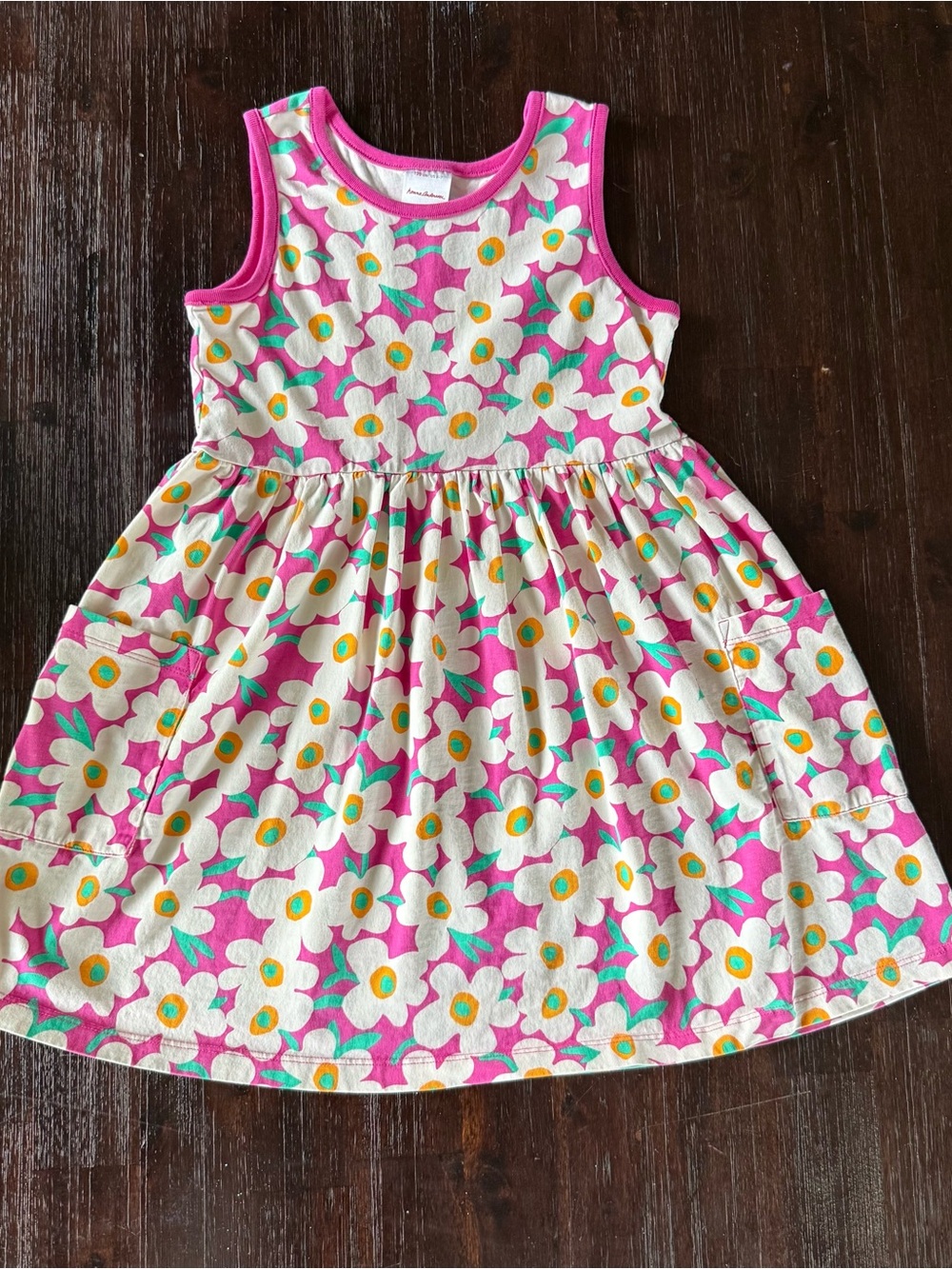 Hanna Andersson Pink Floral Tank Dress with Pockets
